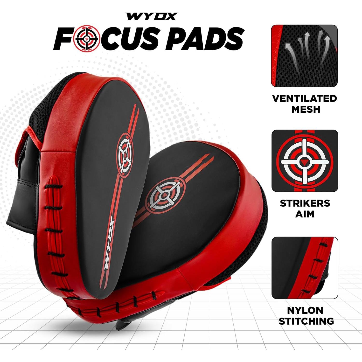 Mitones de Boxeo WYOX 2024 | Almohadillas de Golpe PU Rojo y Negro