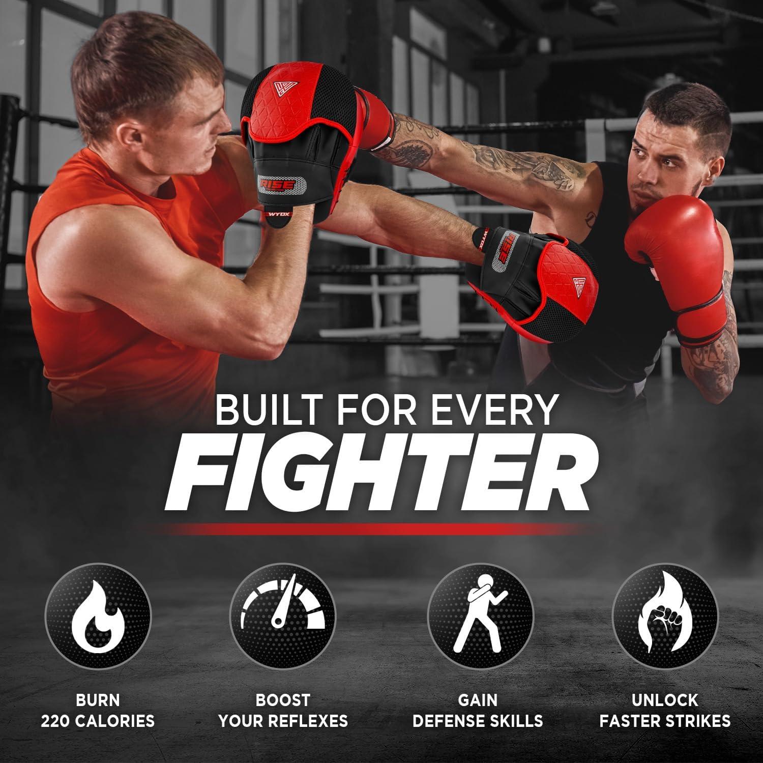 Mitones de Boxeo WYOX 2024 | Almohadillas de Golpe PU Rojo y Negro