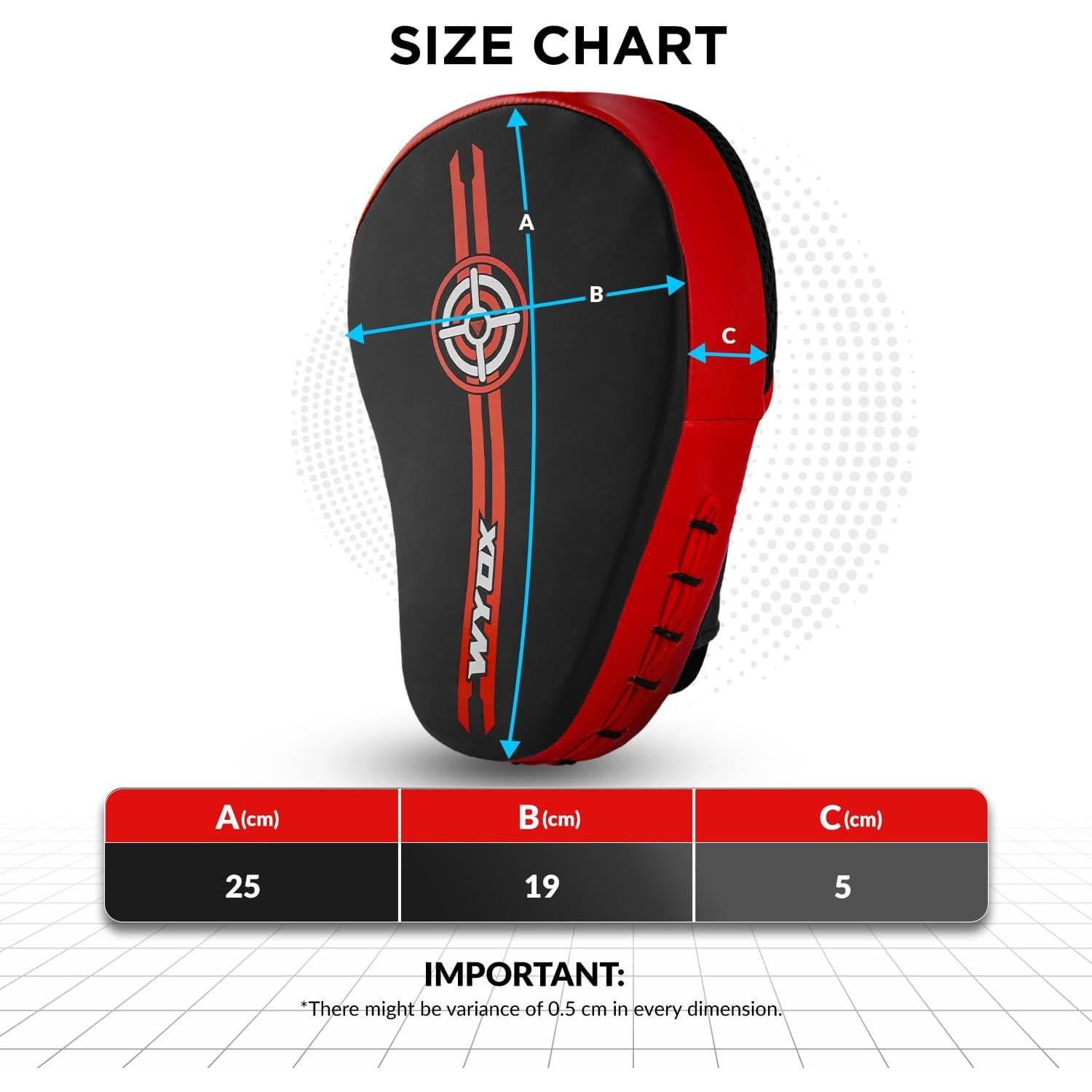 Mitones de Boxeo WYOX 2024 | Almohadillas de Golpe PU Rojo y Negro