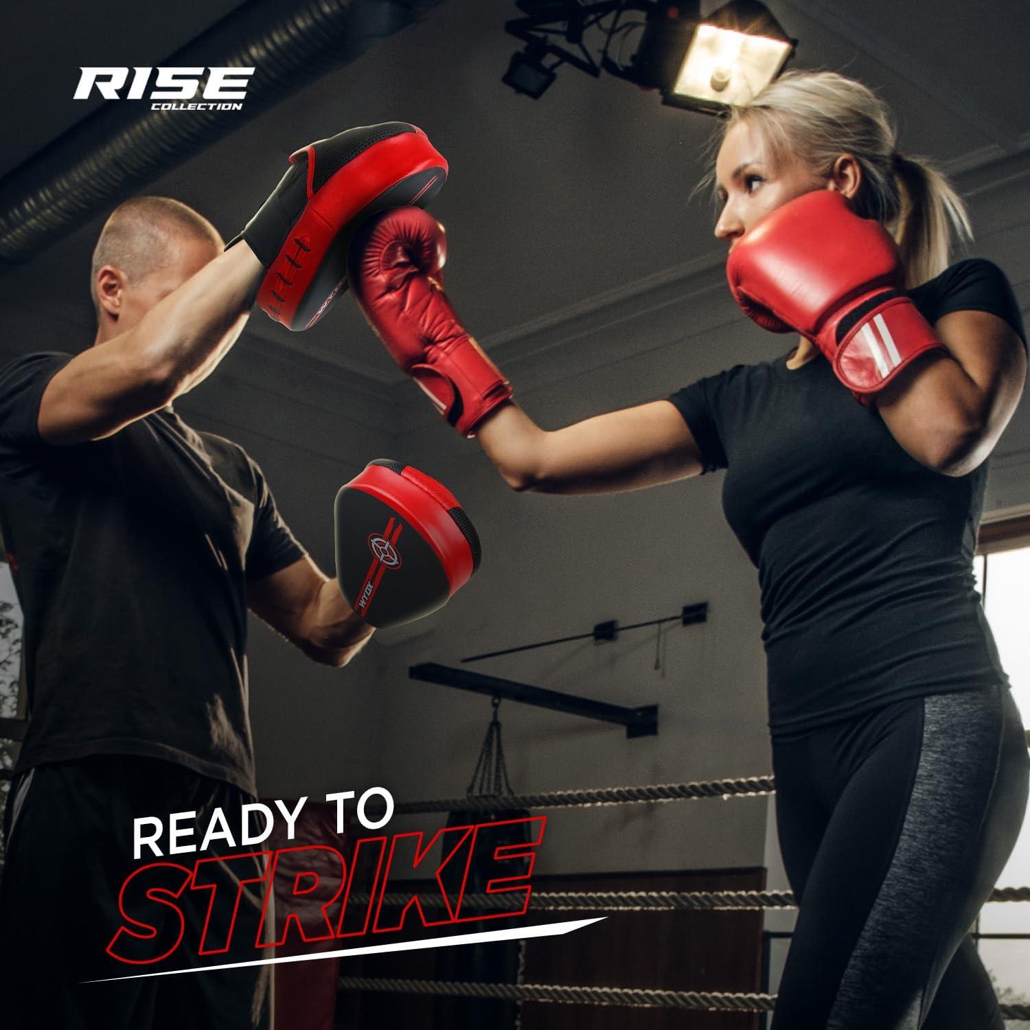 Mitones de Boxeo WYOX 2024 | Almohadillas de Golpe PU Rojo y Negro