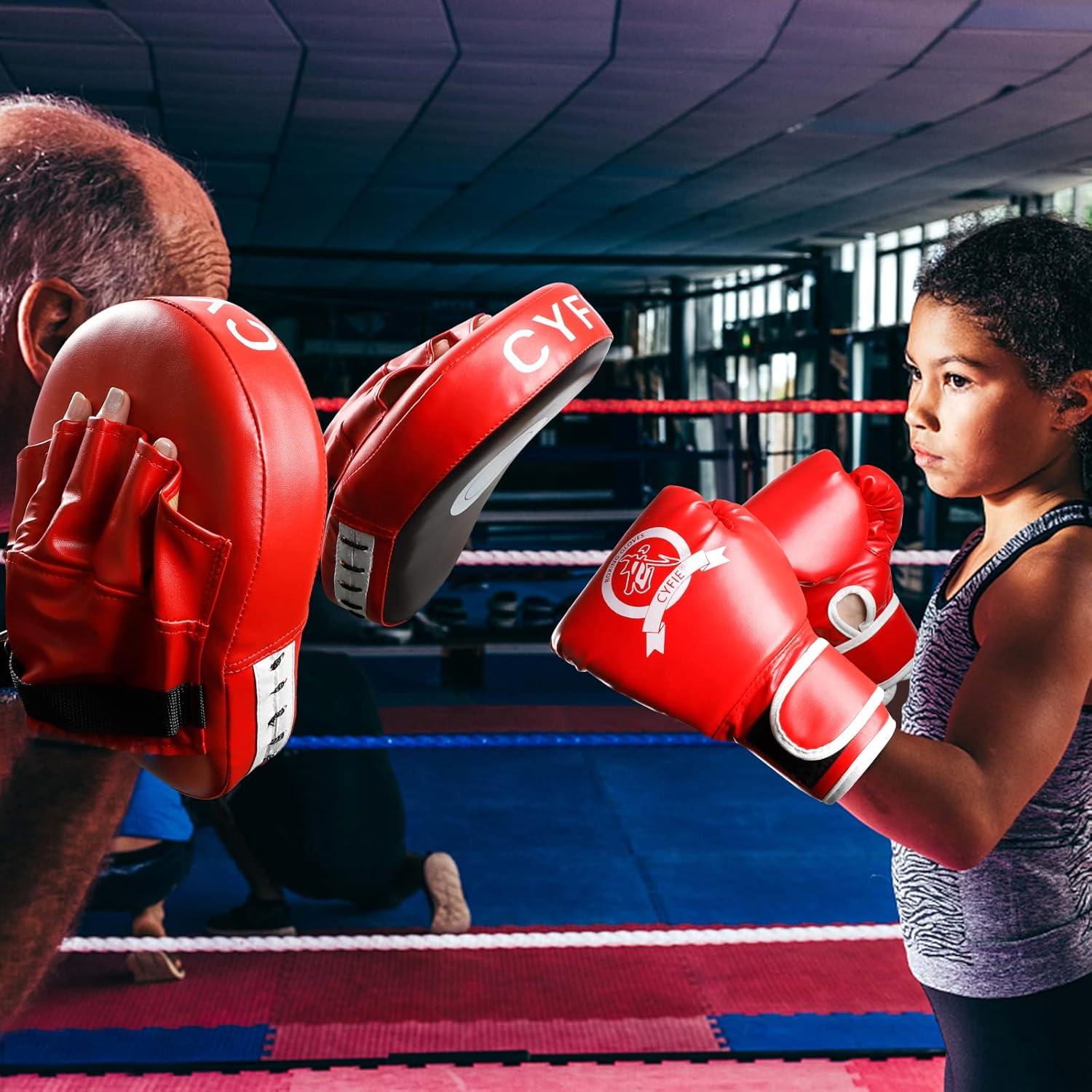 SEISSO Kit de Boxeo para Niños - Guantes 6oz y Almohadillas
