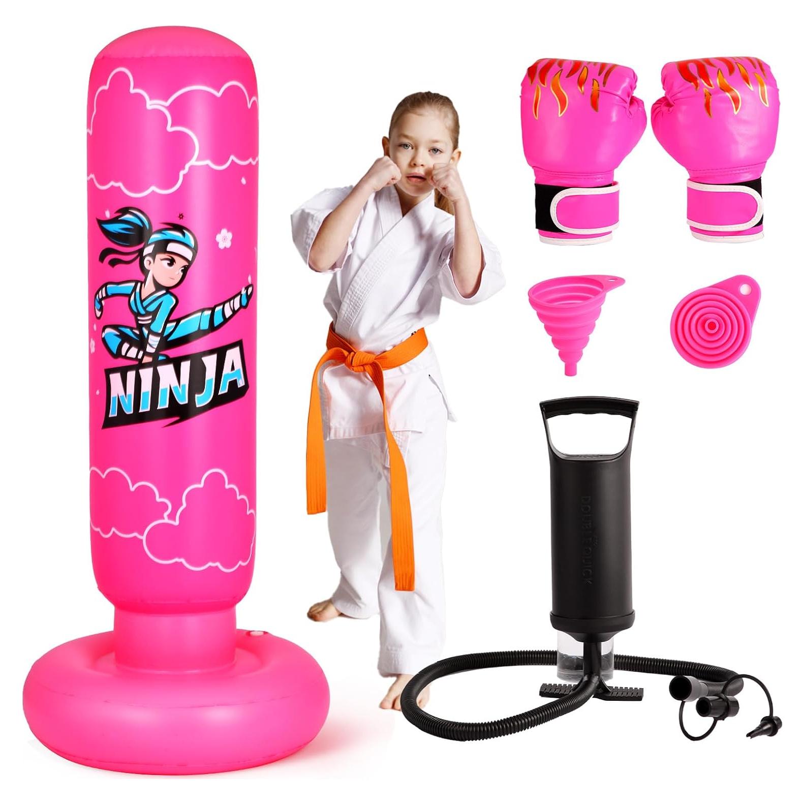 Bolsa de Boxeo Inflable Onirii Ninja Rosa 66" para Niños