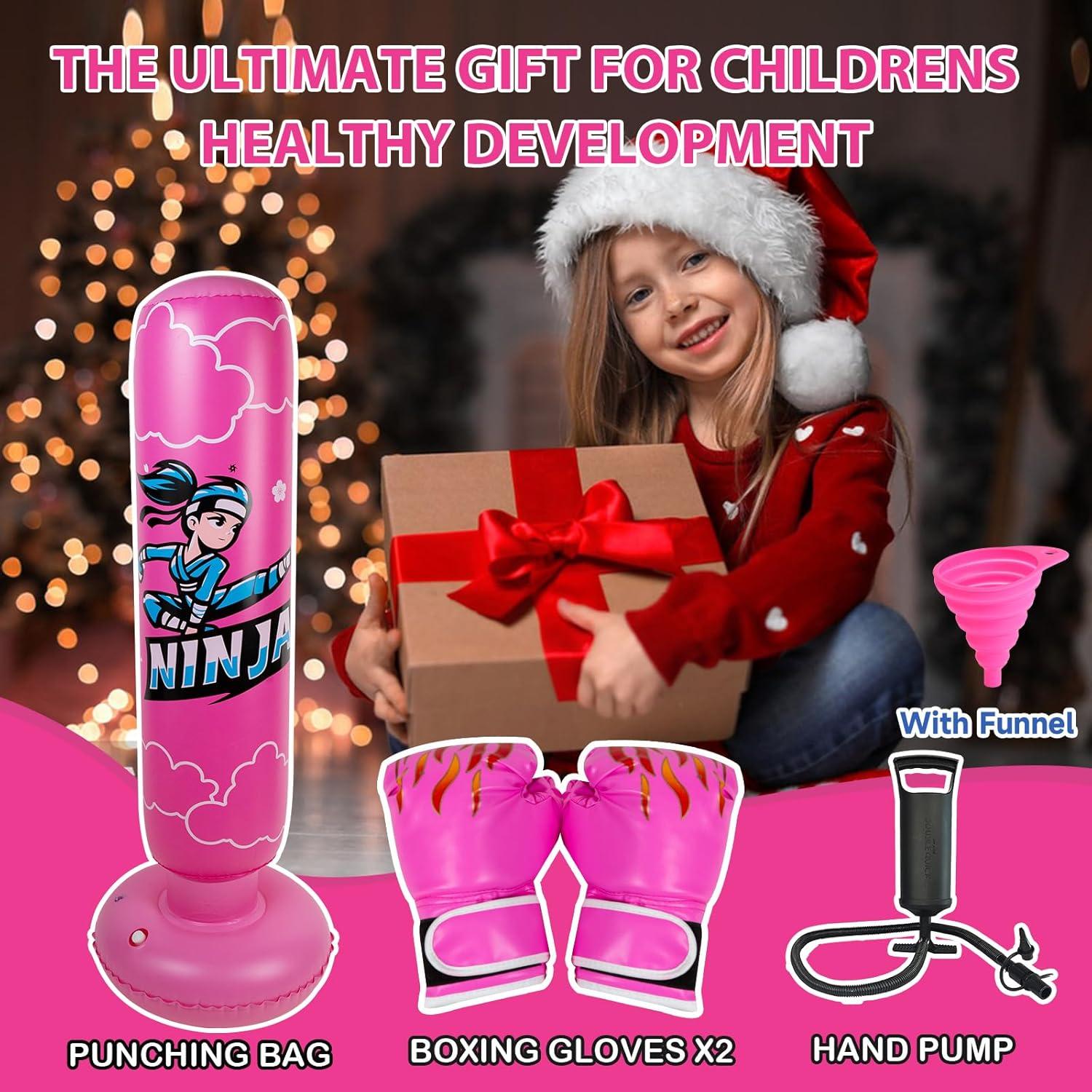 Bolsa de Boxeo Inflable Onirii Ninja Rosa 66" para Niños