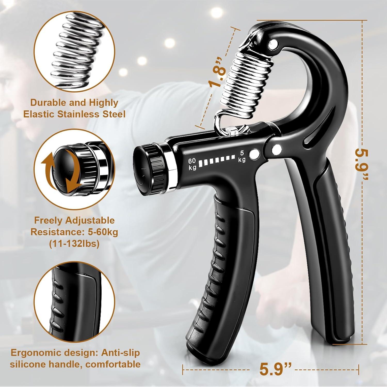 Entrenador de Fuerza de Agarre BLEUM CADE, Kit 5 Dispositivos Ajustables