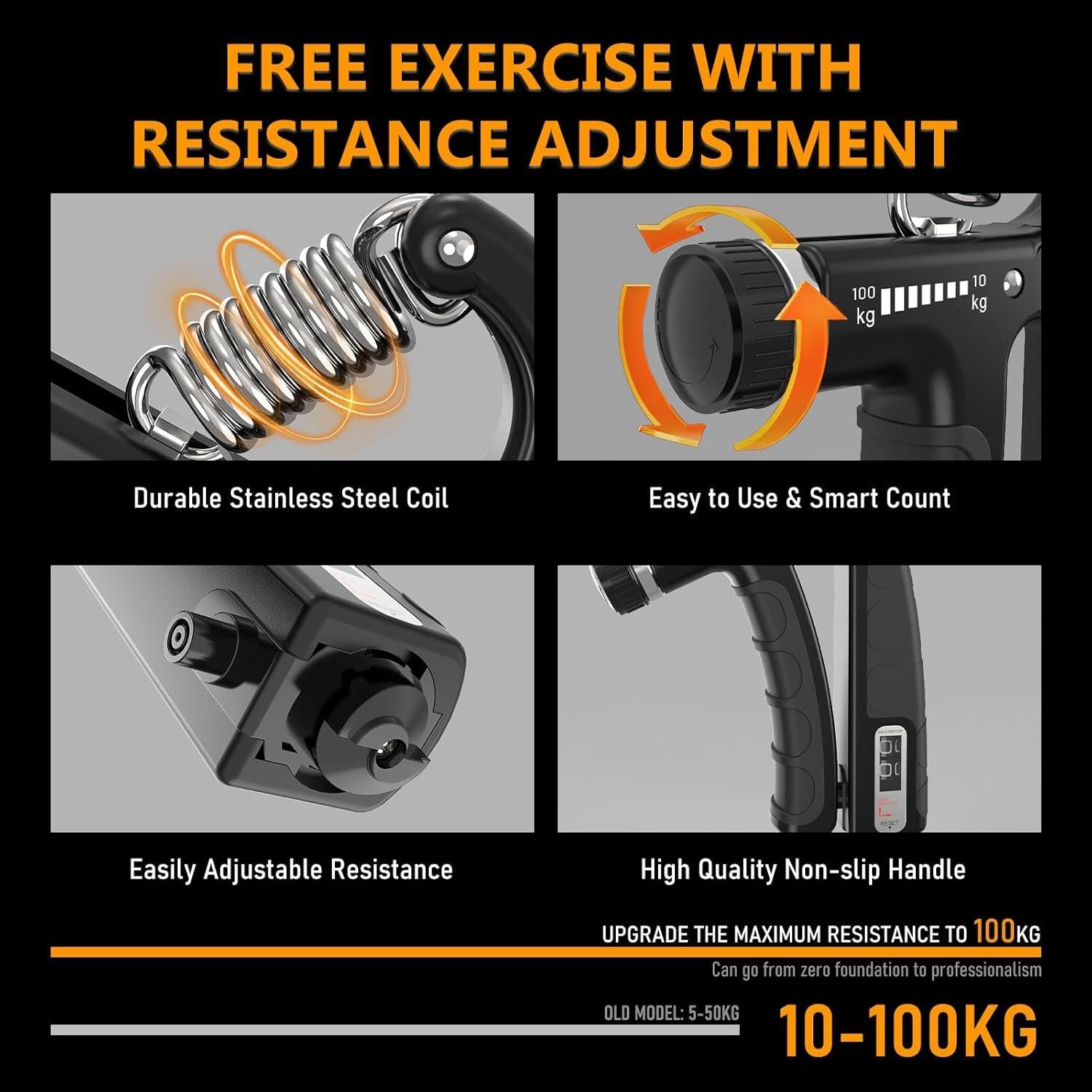 Fortalecedor de Agarre JKSHMYT Ajustable 10kg-100kg con Conteo