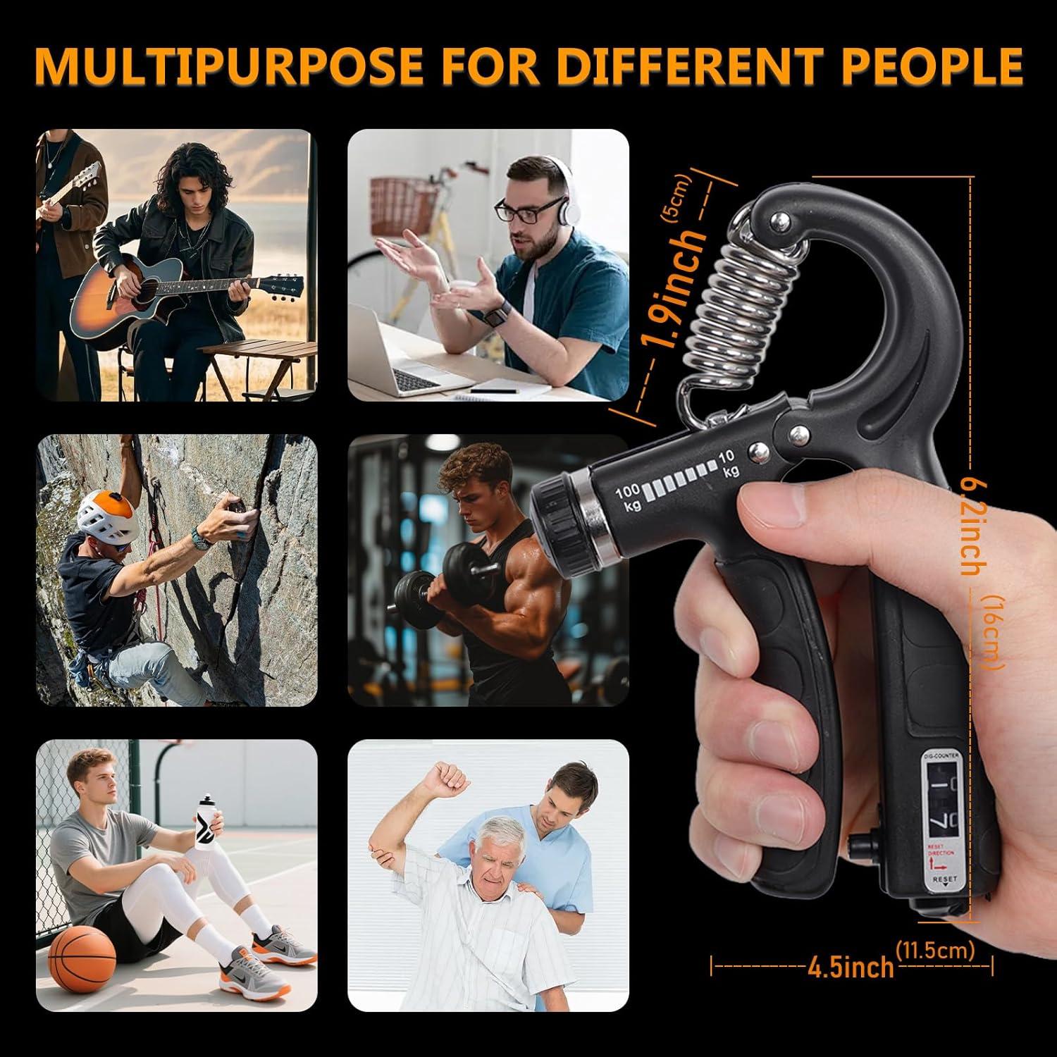 Fortalecedor de Agarre JKSHMYT Ajustable 10kg-100kg con Conteo