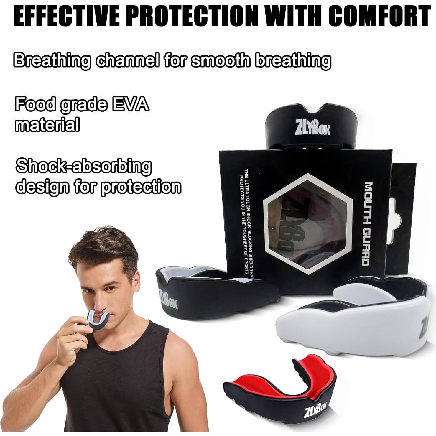 Protector Bucal Deportivo Doble Capa ZLYBox-01 Negro Blanco