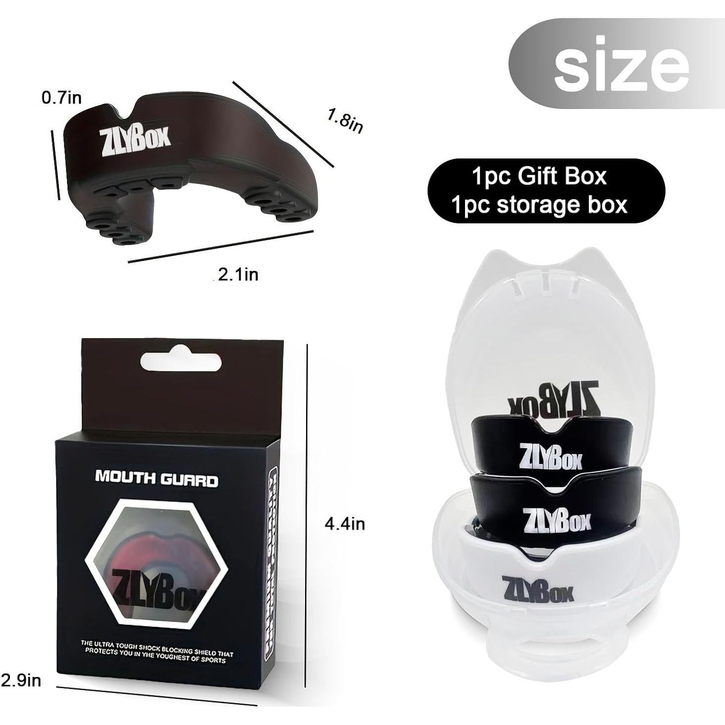 Protector Bucal Deportivo Doble Capa ZLYBox-01 Negro Blanco