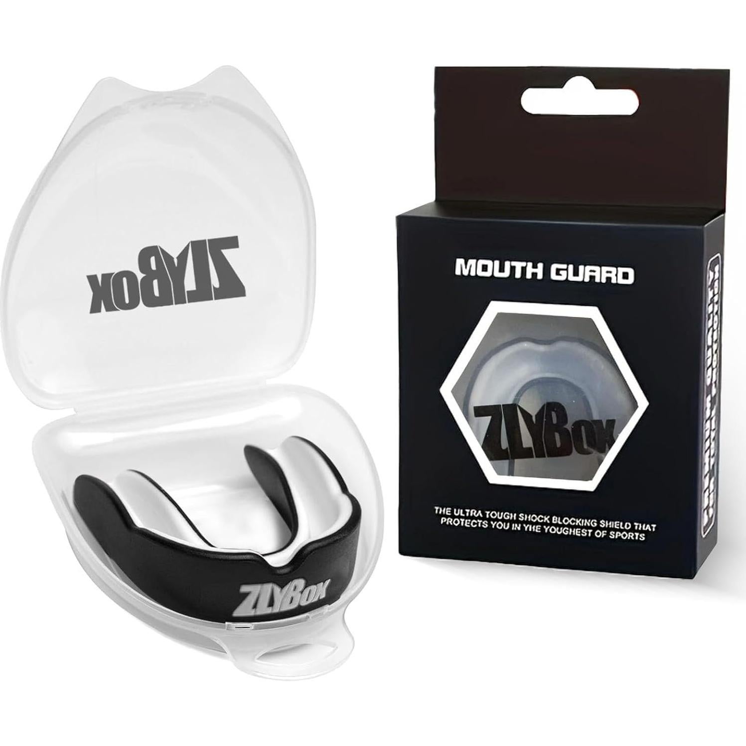 Protector Bucal Deportivo Doble Capa ZLYBox-01 Negro Blanco