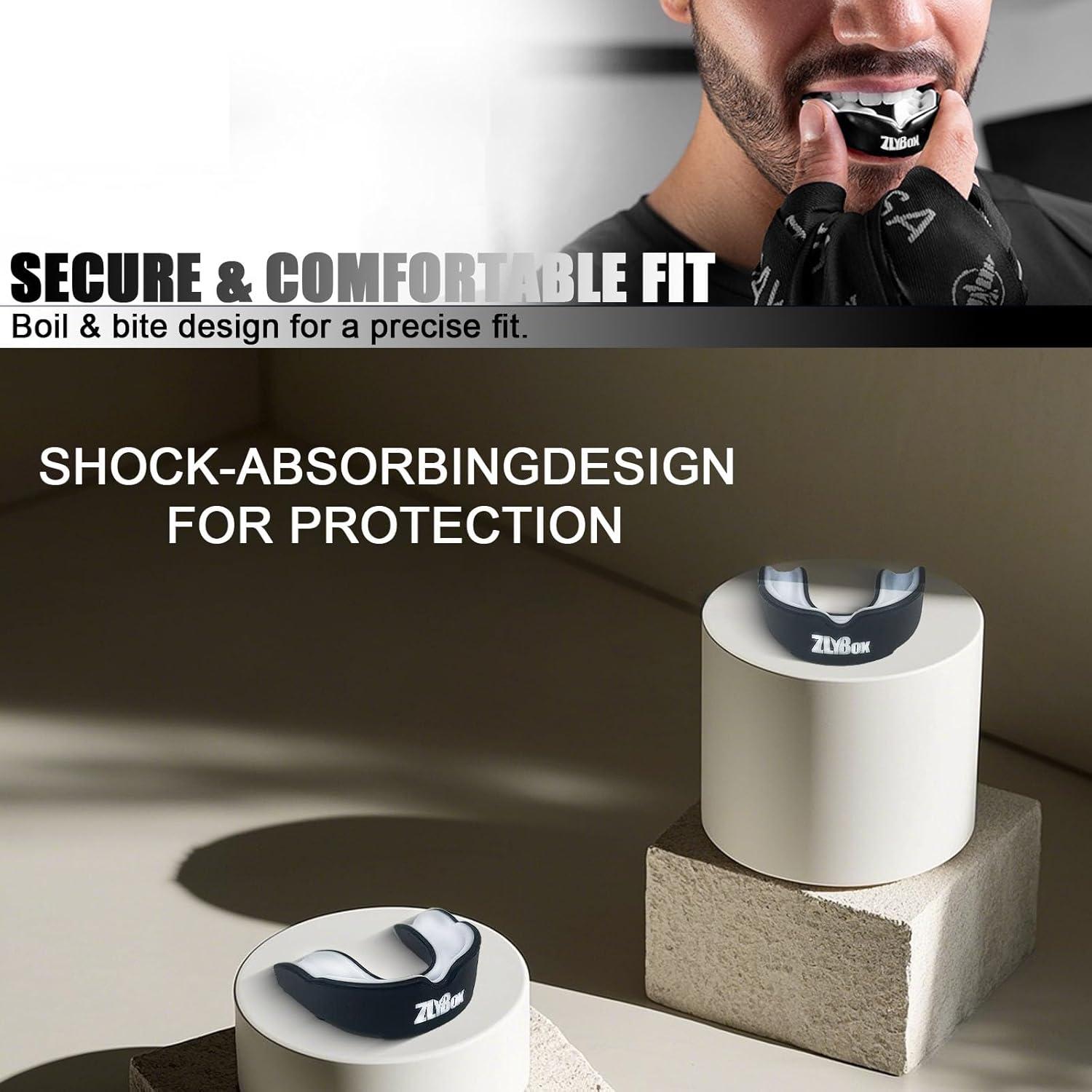 Protector Bucal Deportivo Doble Capa ZLYBox-01 Negro Blanco