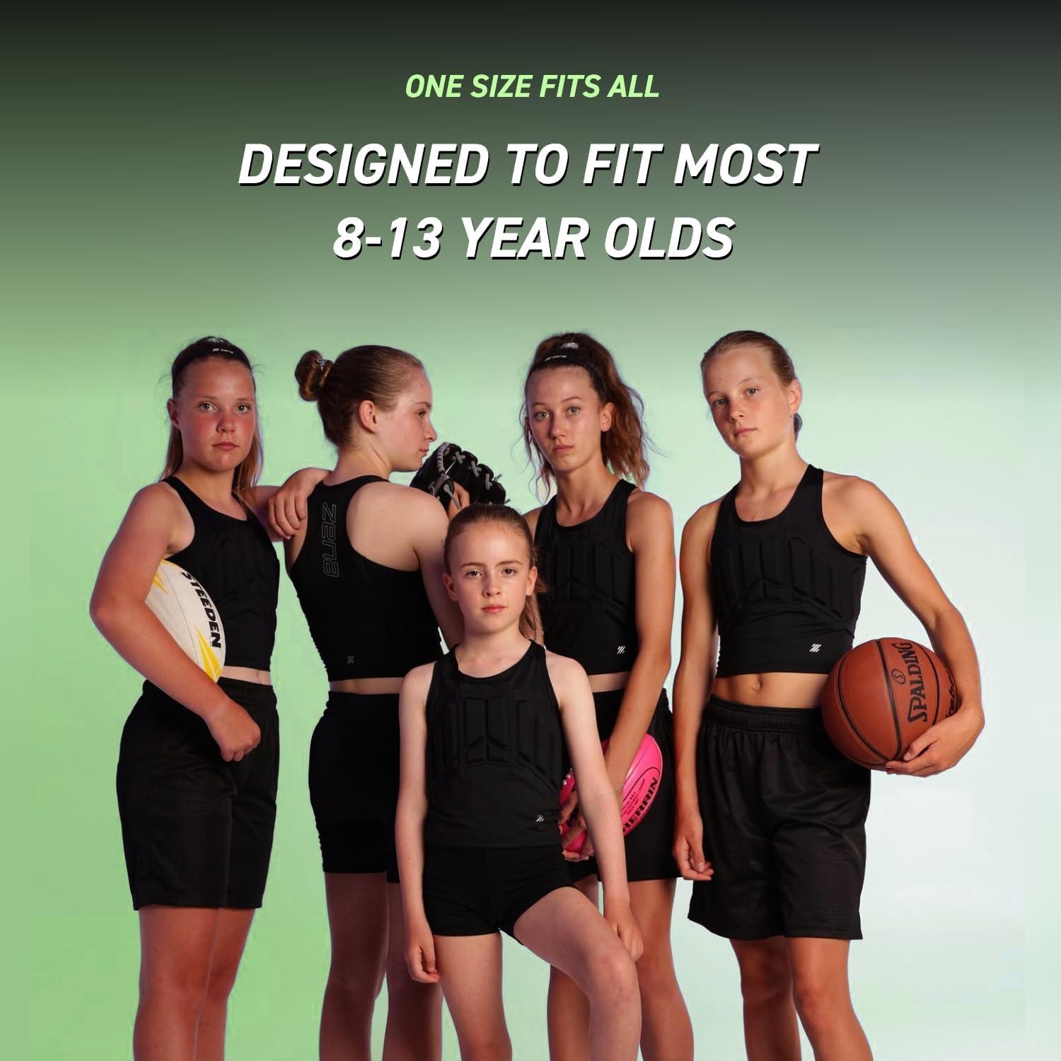 Chaleco Protector de Pecho Zena Sport Juvenil - Niñas 7-13 Años - Negro