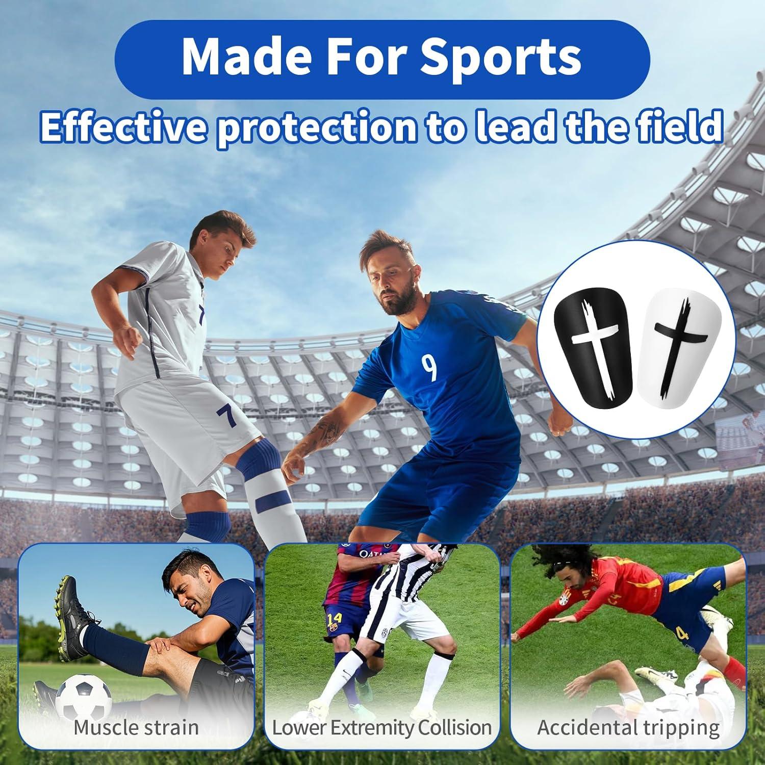 2 Pares Mini Espinilleras Fútbol Hoohnnaa 10x6 cm Negro y Blanco