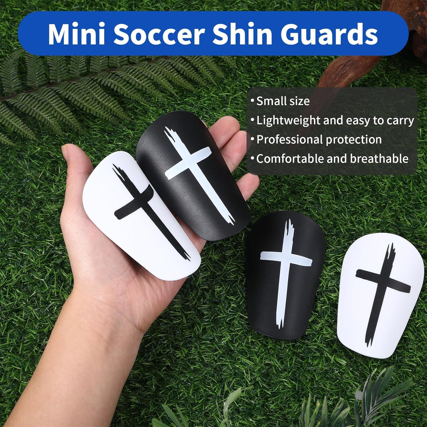 2 Pares Mini Espinilleras Fútbol Hoohnnaa 10x6 cm Negro y Blanco