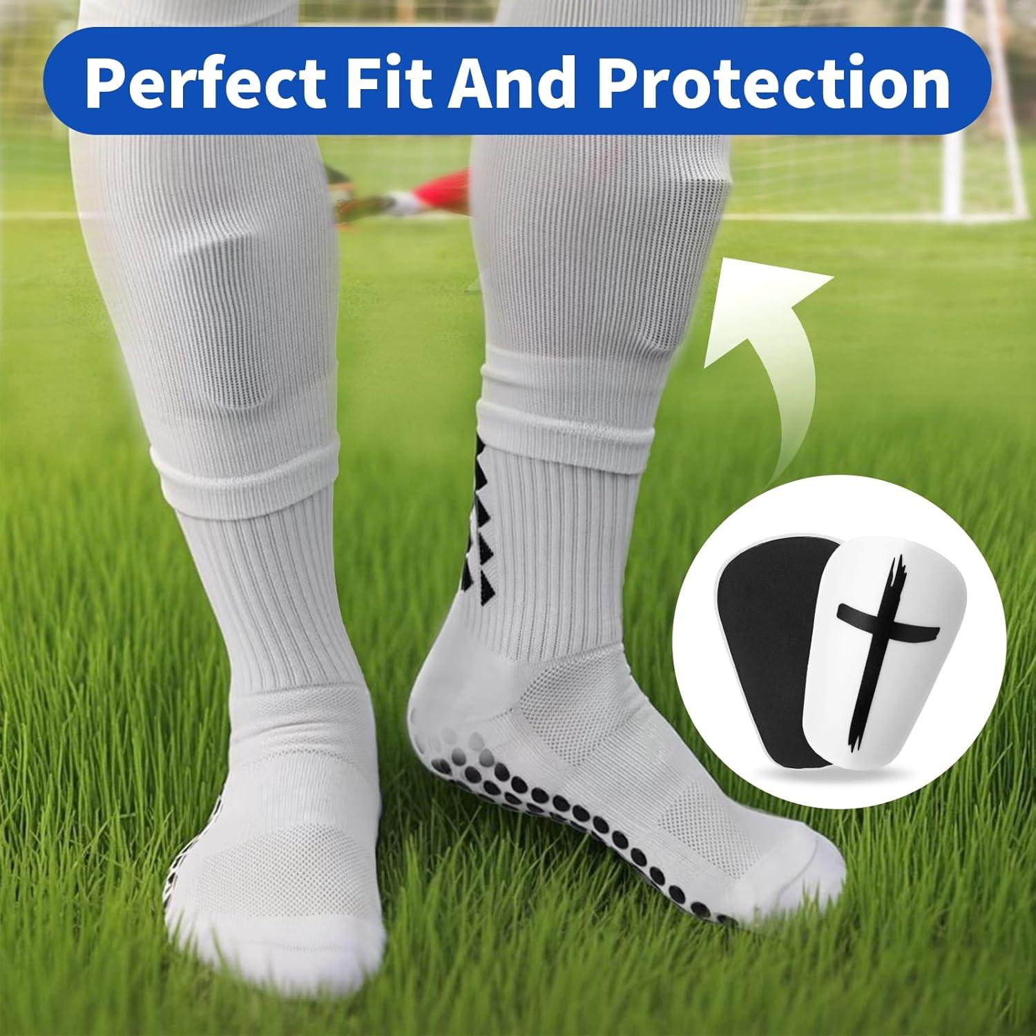 2 Pares Mini Espinilleras Fútbol Hoohnnaa 10x6 cm Negro y Blanco