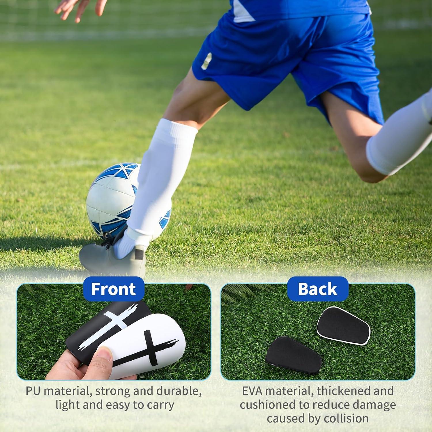 2 Pares Mini Espinilleras Fútbol Hoohnnaa 10x6 cm Negro y Blanco