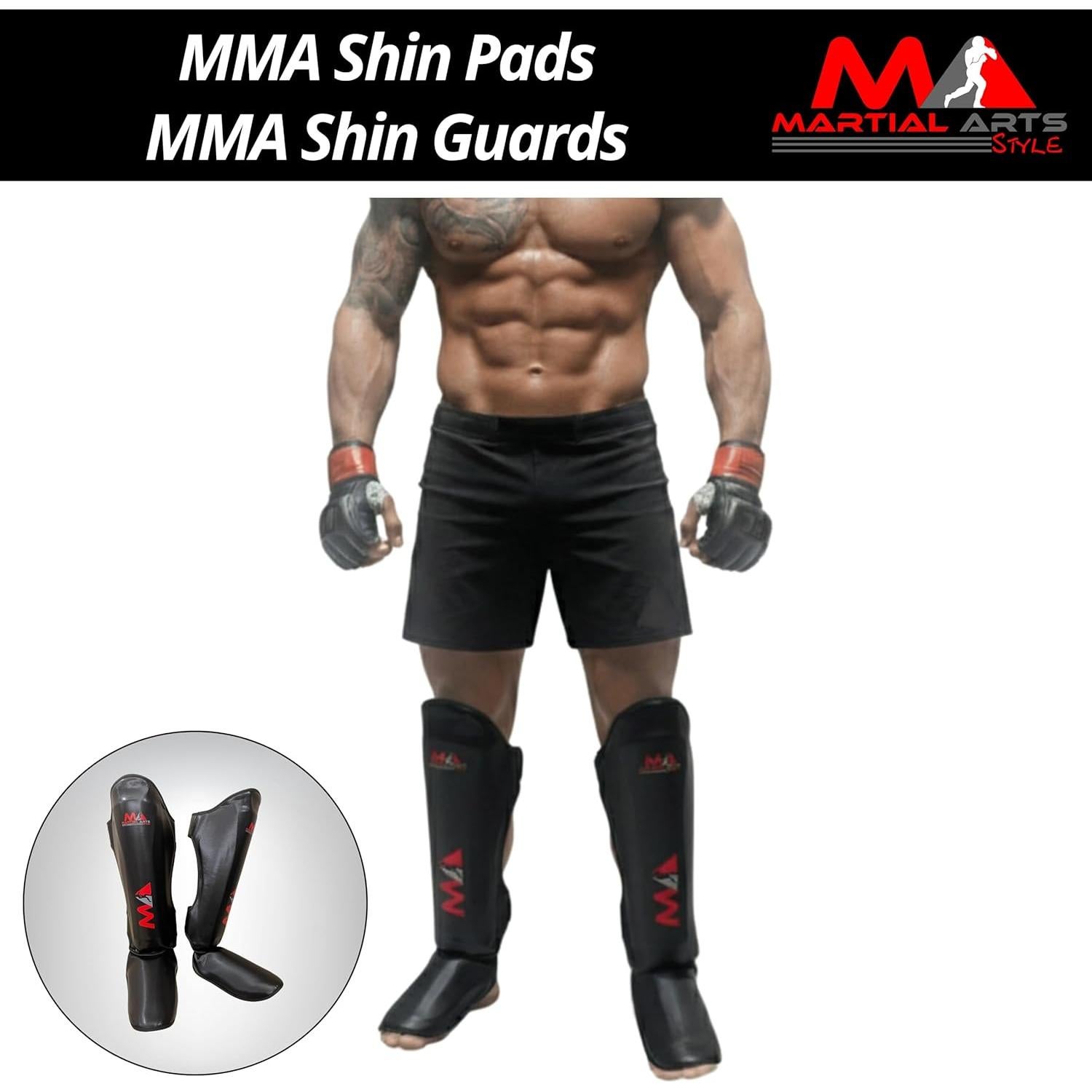 Protectores de Espinillas MA Martial Arts Style - Mediano Negro