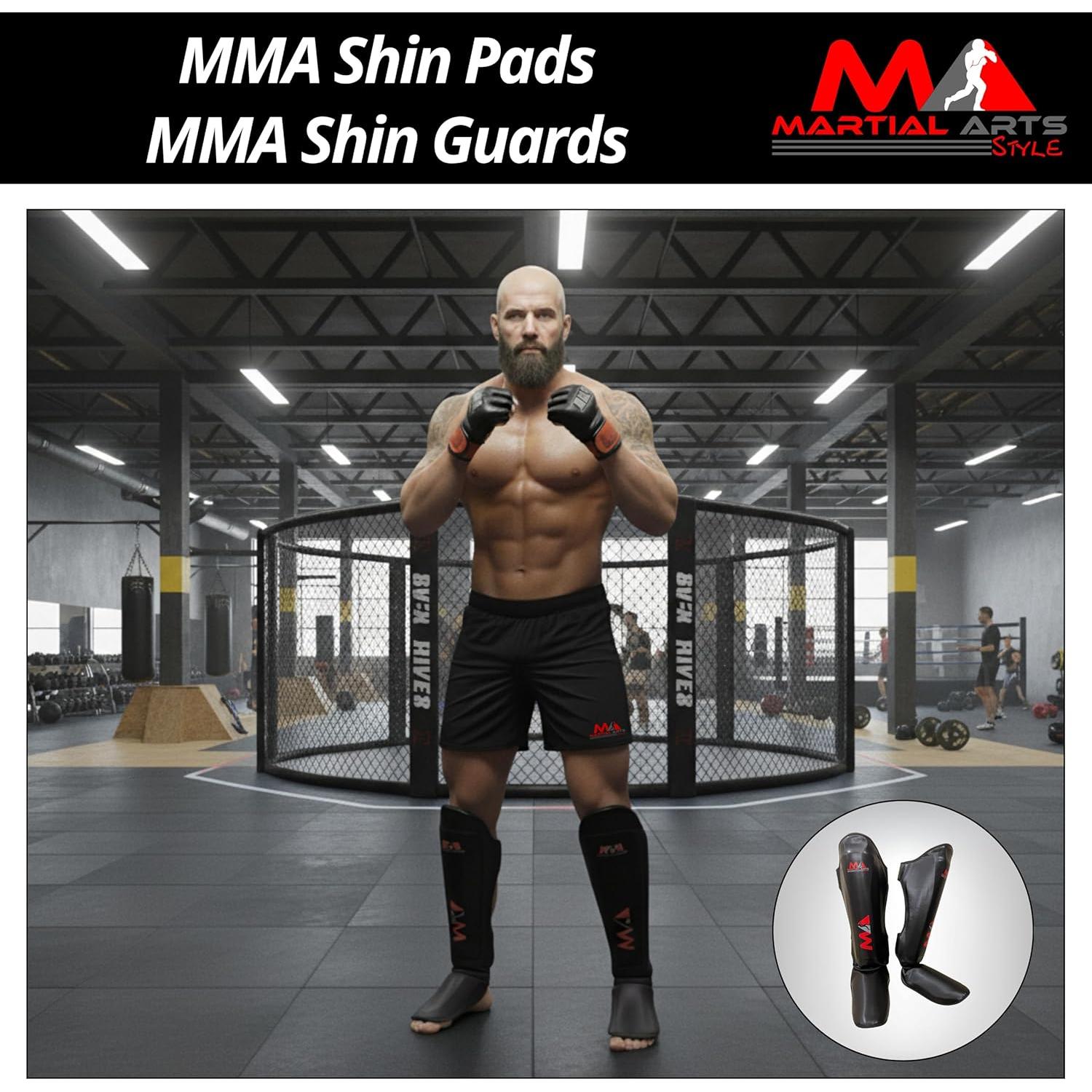 Protectores de Espinillas MA Martial Arts Style - Mediano Negro