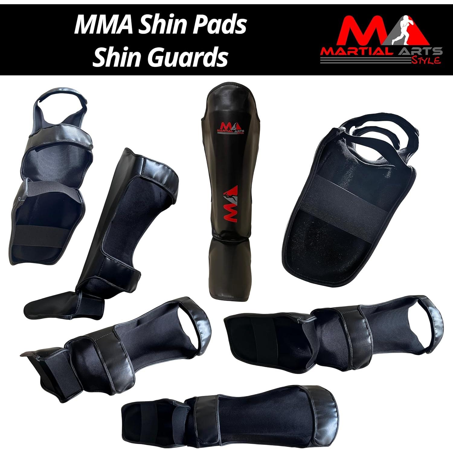 Protectores de Espinillas MA Martial Arts Style - Mediano Negro