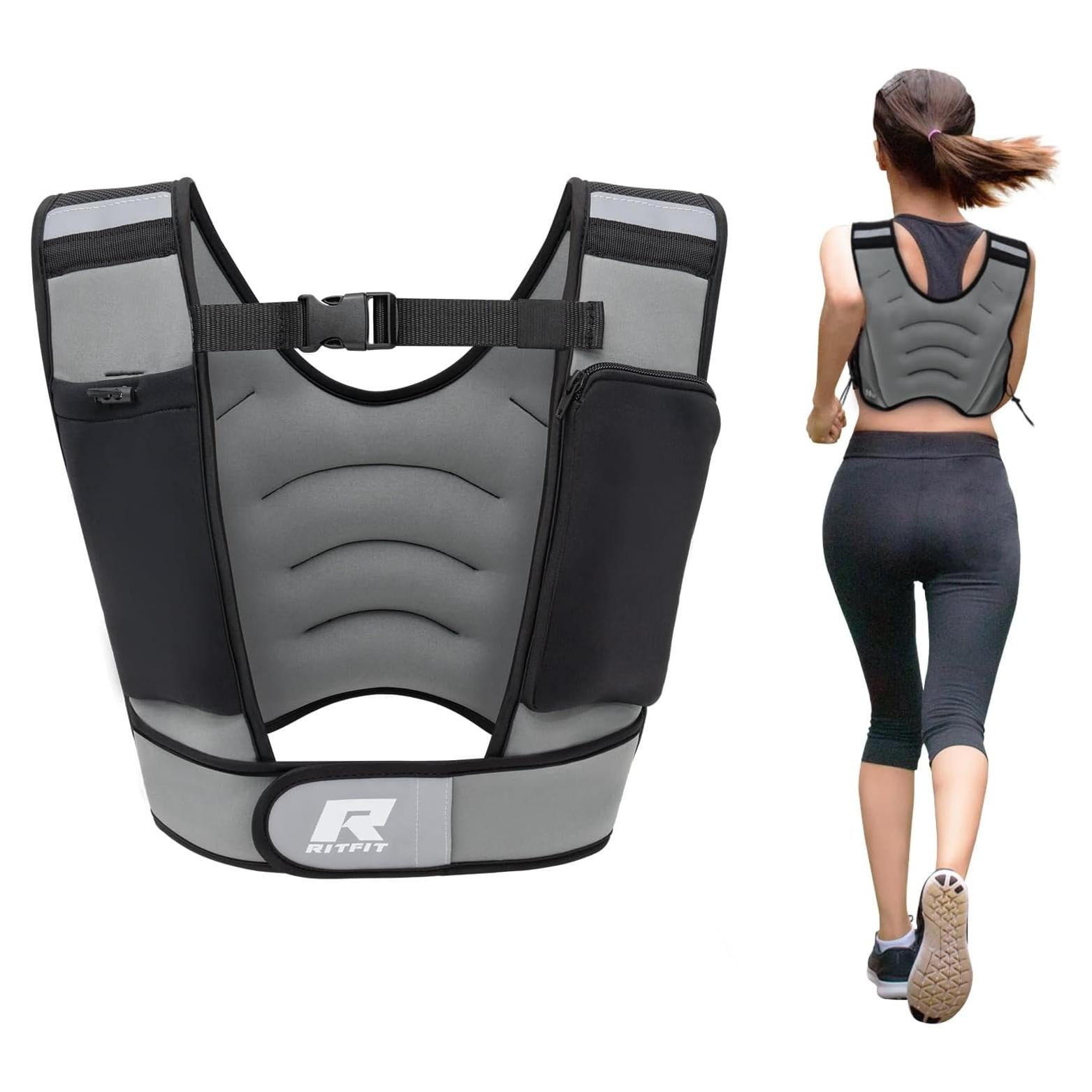 RitFit Weighted Vest, 4lb/8lb/10lb/12lb/15lb/20lb Weight Vest with Reflective Stripes, Weight Vest Adjustable for Women and Men Workout, Strength Training, Running, Fitness, Jogging, Walking