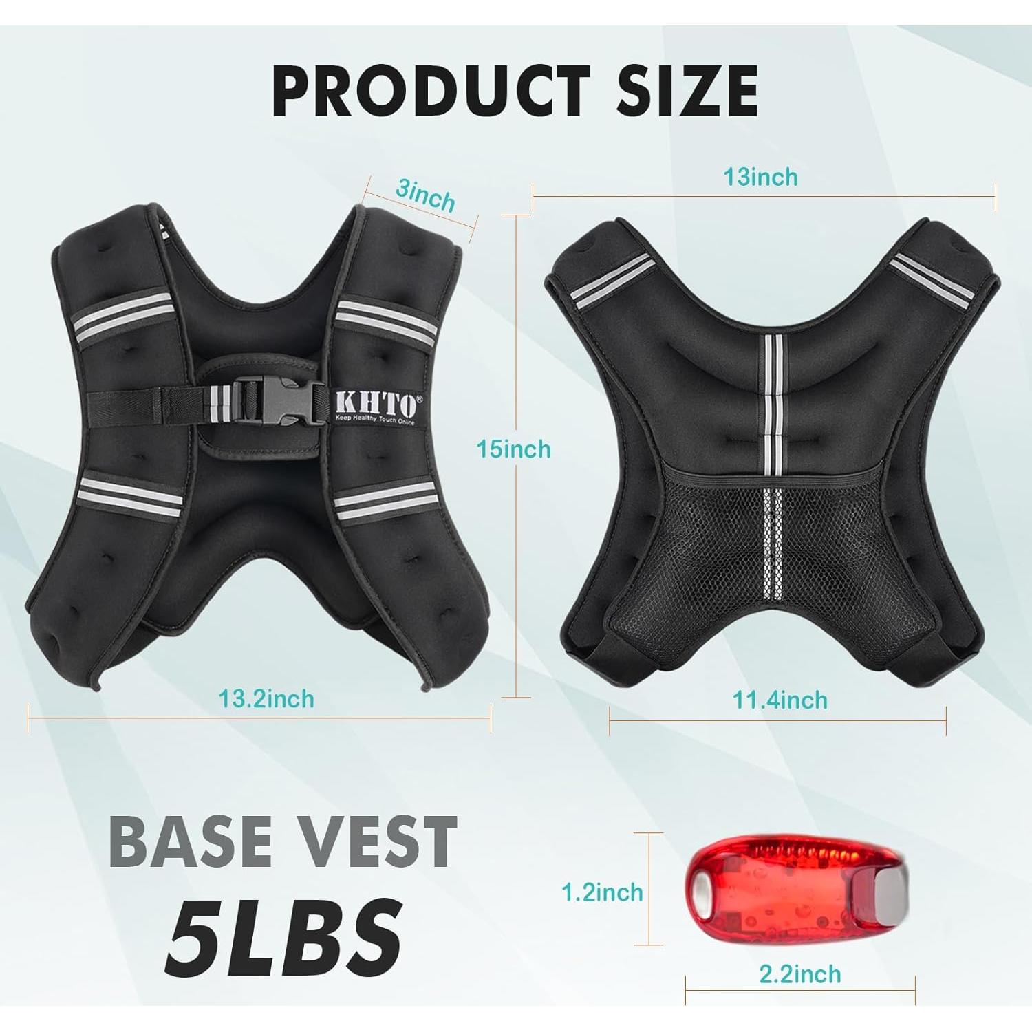 Chaleco de Peso KHTO 2.27kg con Luz Reflectante para Entrenamiento