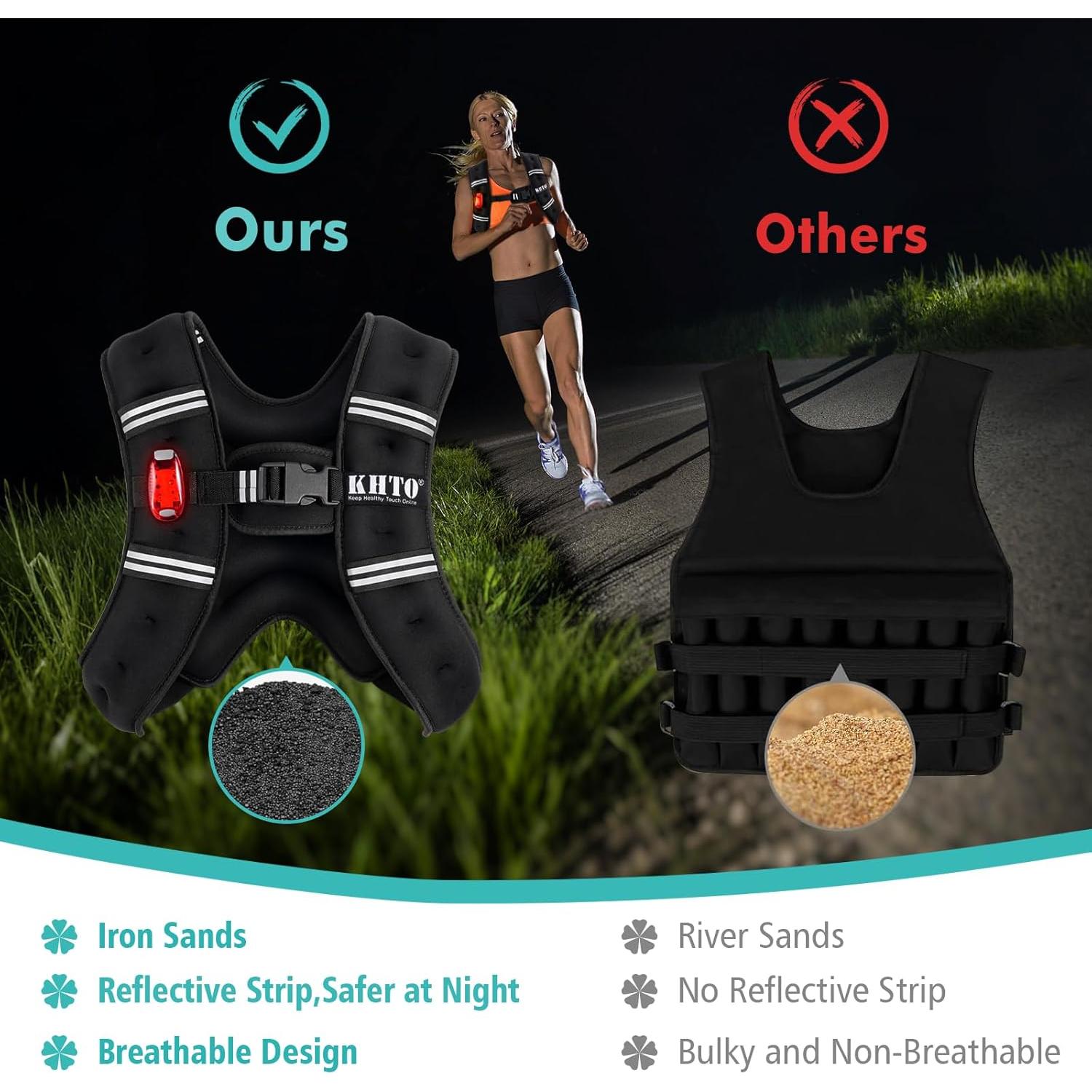 Chaleco de Peso KHTO 2.27kg con Luz Reflectante para Entrenamiento