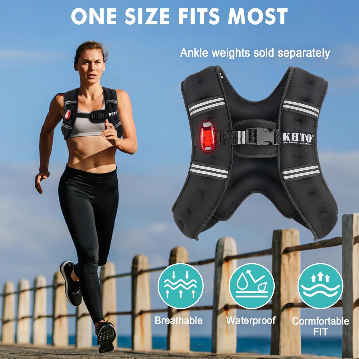 Chaleco de Peso KHTO 2.27kg con Luz Reflectante para Entrenamiento