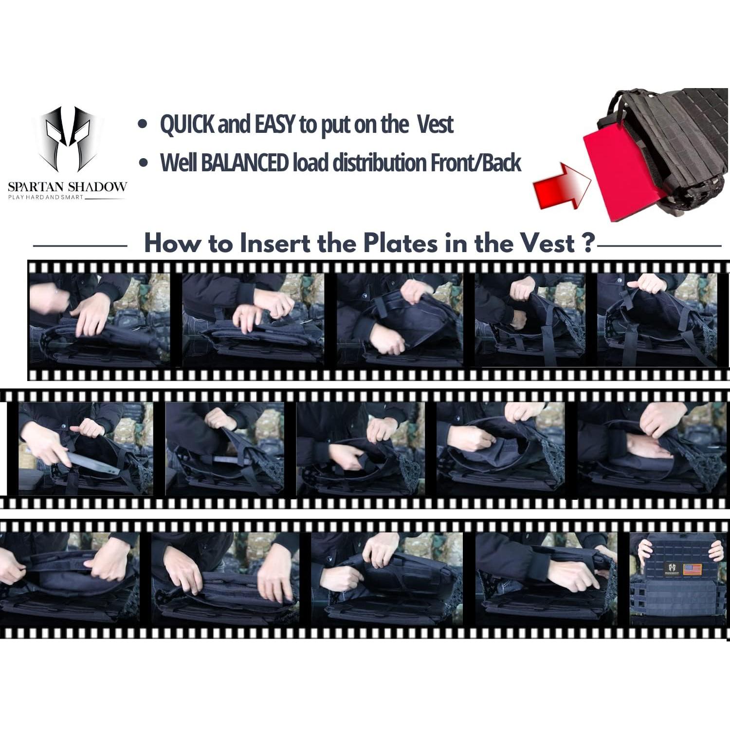 Chaleco con Peso Ajustable SPARTAN SHADOW 9.07 kg Negro