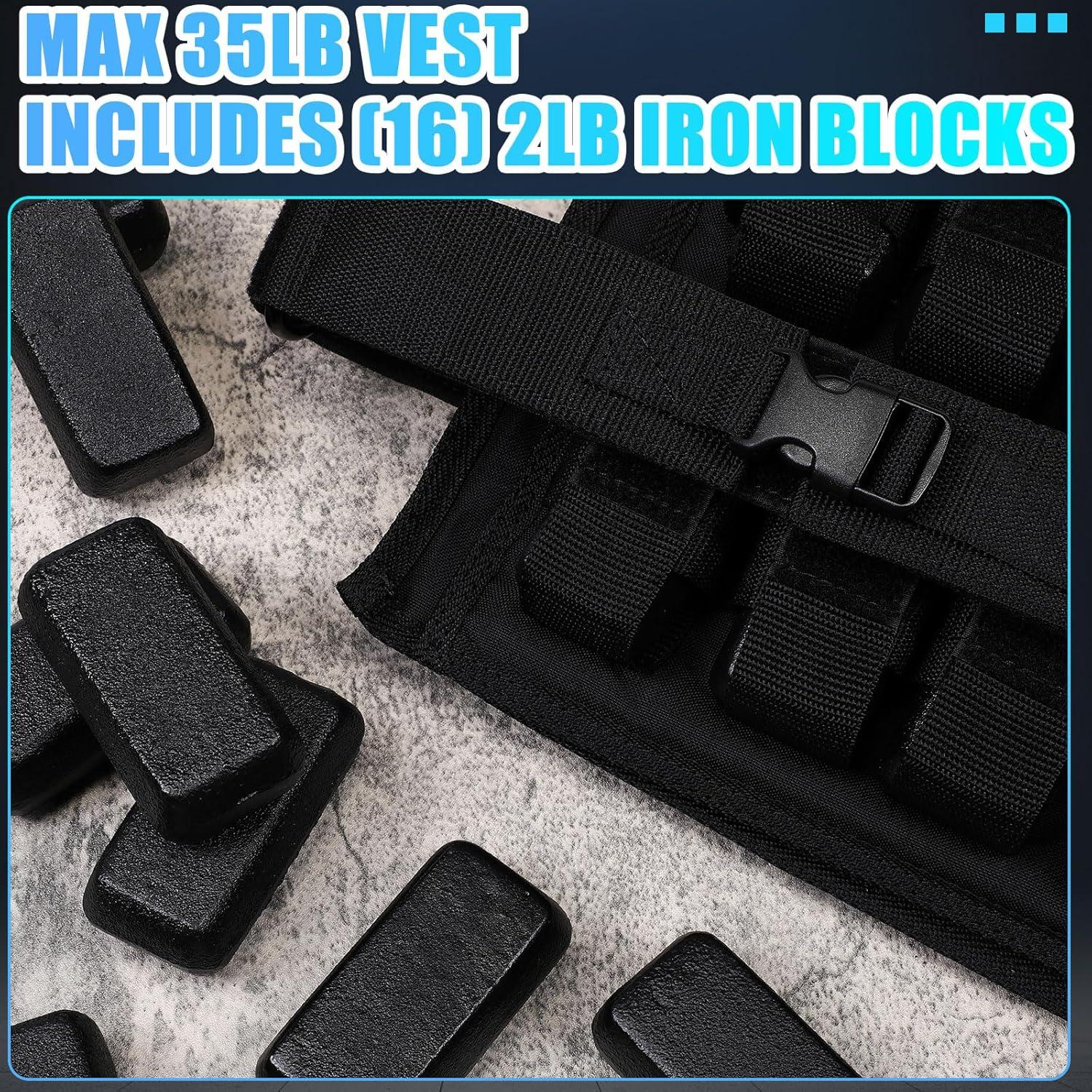 Chaleco con peso ajustable Halfchet 15.88 kg para entrenamiento