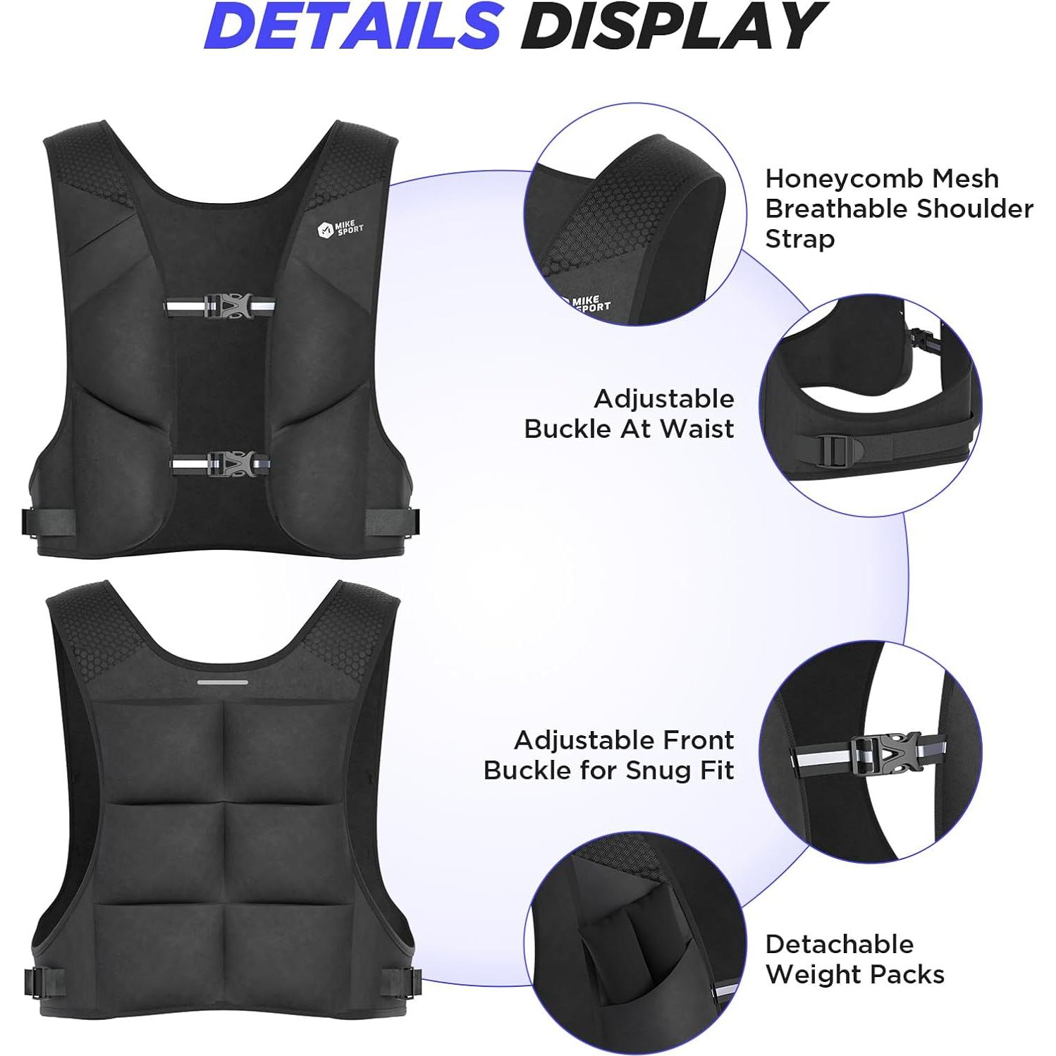 Chaleco con Peso Ajustable M Mike Sport 4.54kg Neopreno Negro