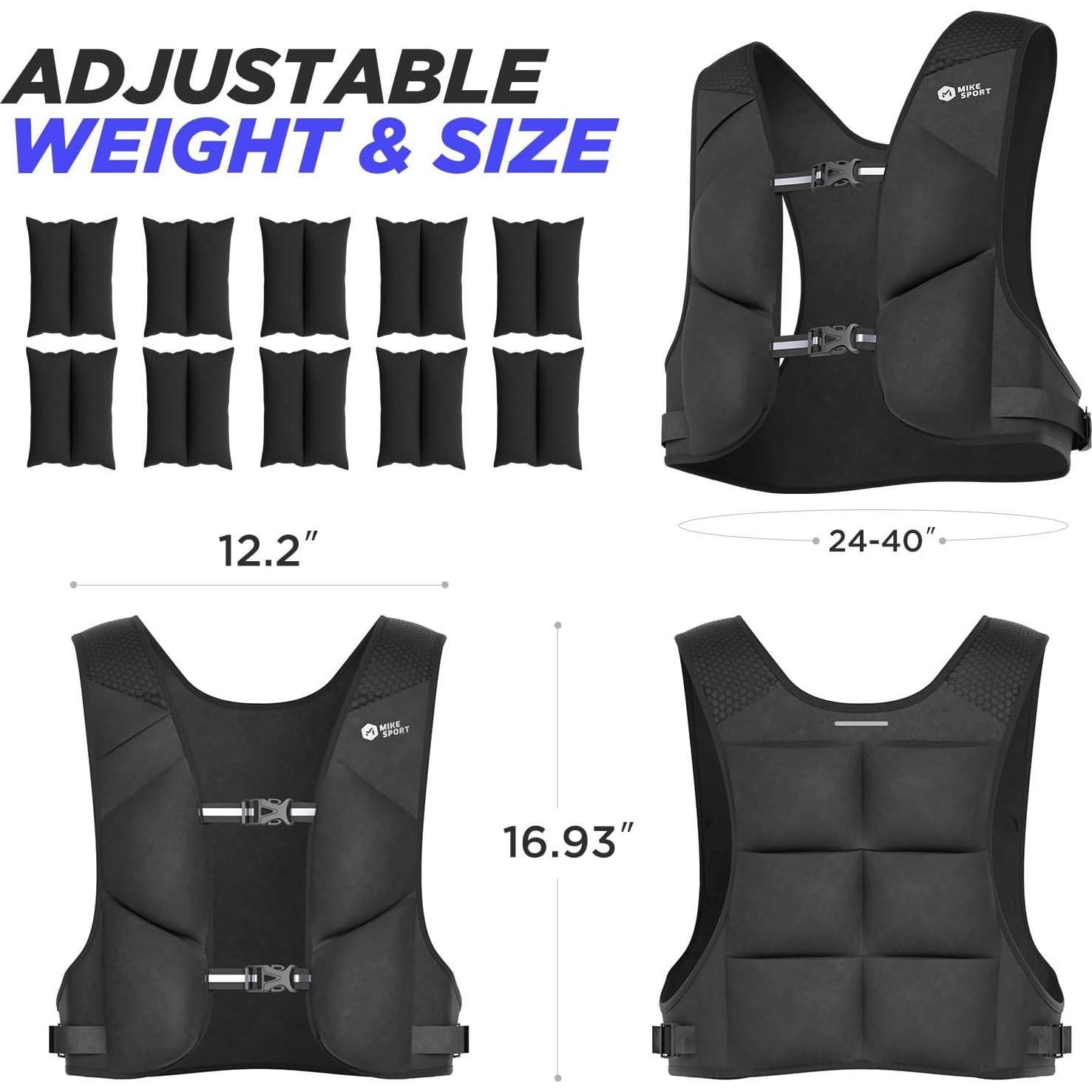 Chaleco con Peso Ajustable M Mike Sport 4.54kg Neopreno Negro