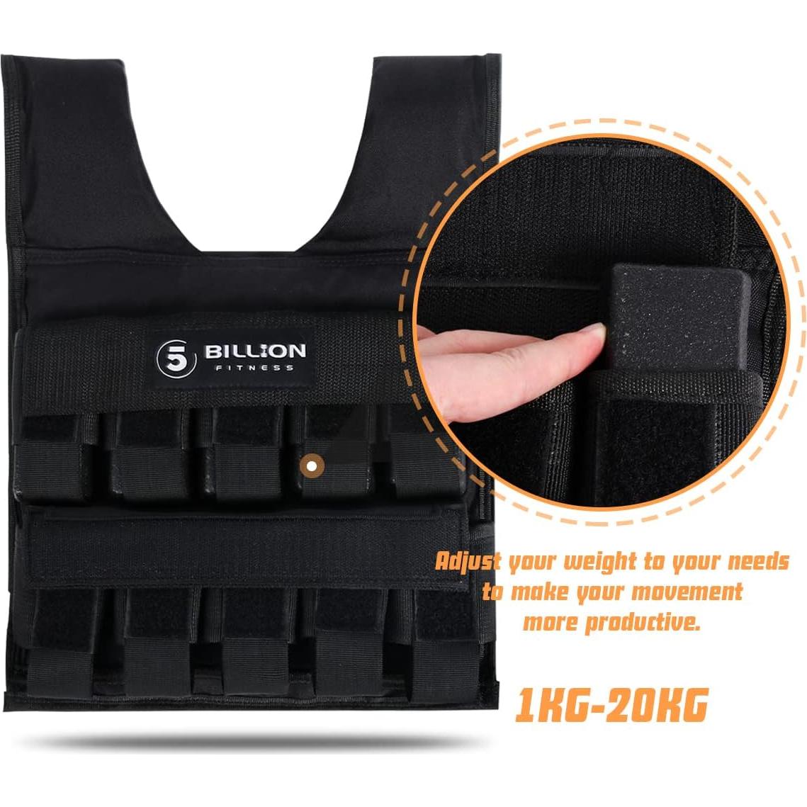 Chaleco de Peso Ajustable 5BILLION Fitness 0-20kg Negro