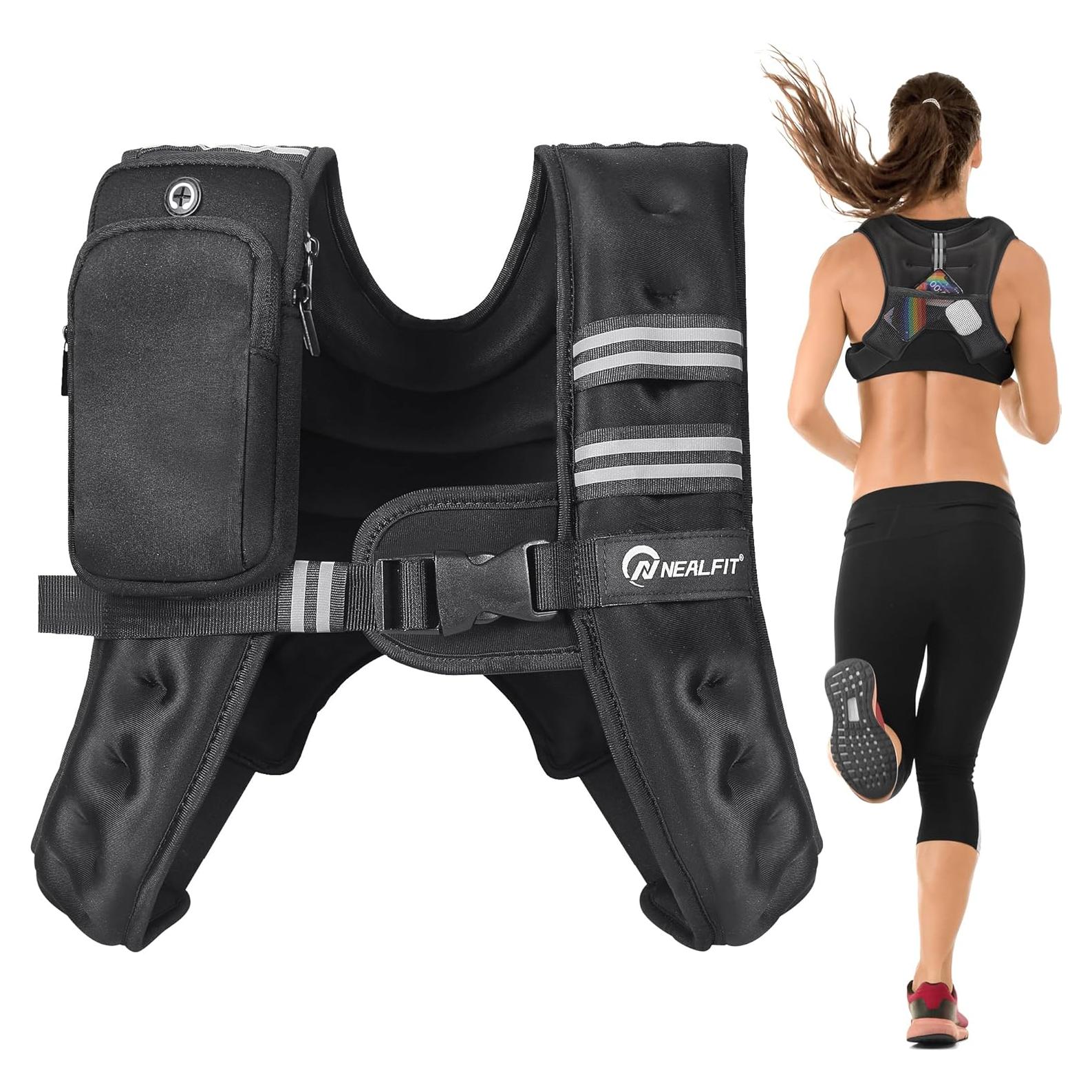 Chaleco con peso ajustable NEALFIT 2.27kg a 9.07kg para fitness