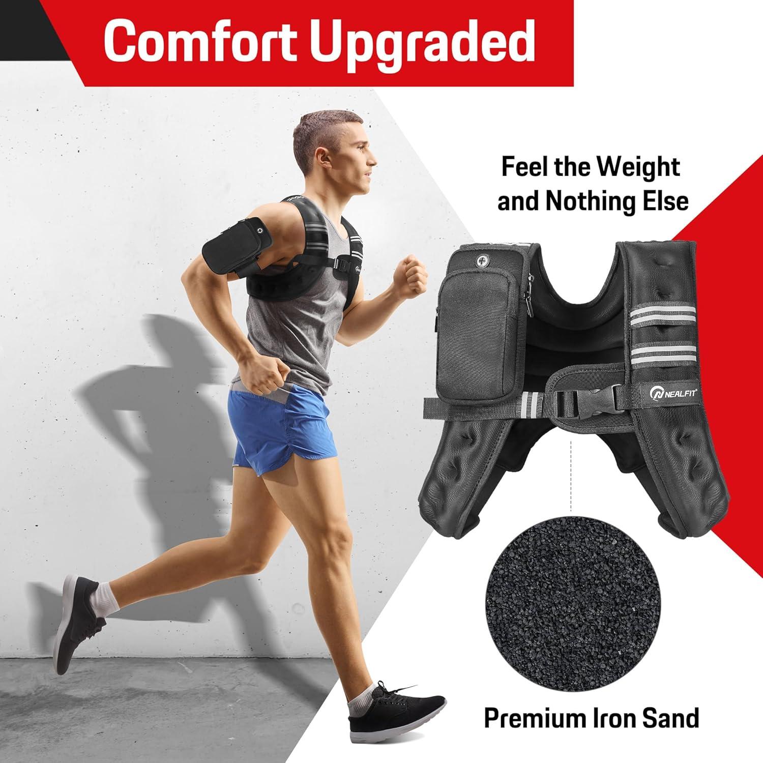 Chaleco con peso ajustable NEALFIT 2.27kg a 9.07kg para fitness