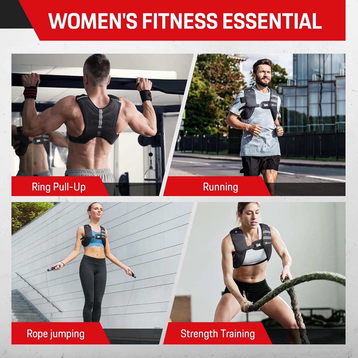 Chaleco con peso ajustable NEALFIT 2.27kg a 9.07kg para fitness