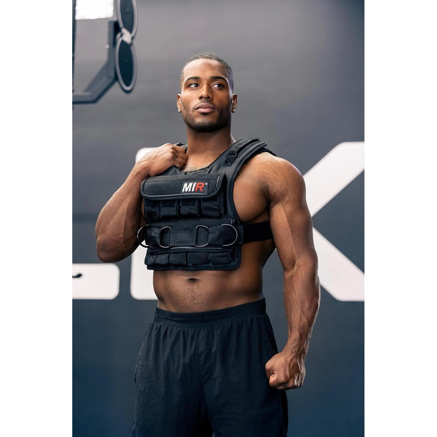 Chaleco con peso MiR 20 lbs (9.07 kg) ajustable negro