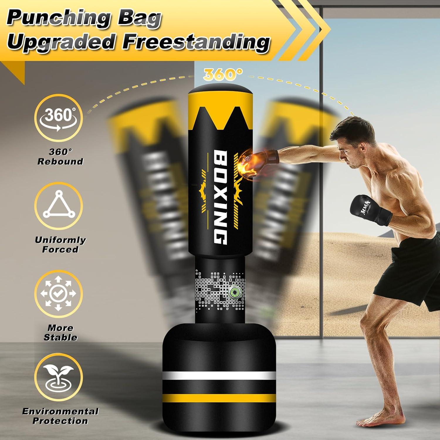 Saco de Boxeo de Pie YORWHIN 175 cm con Bomba Automática y Guantes