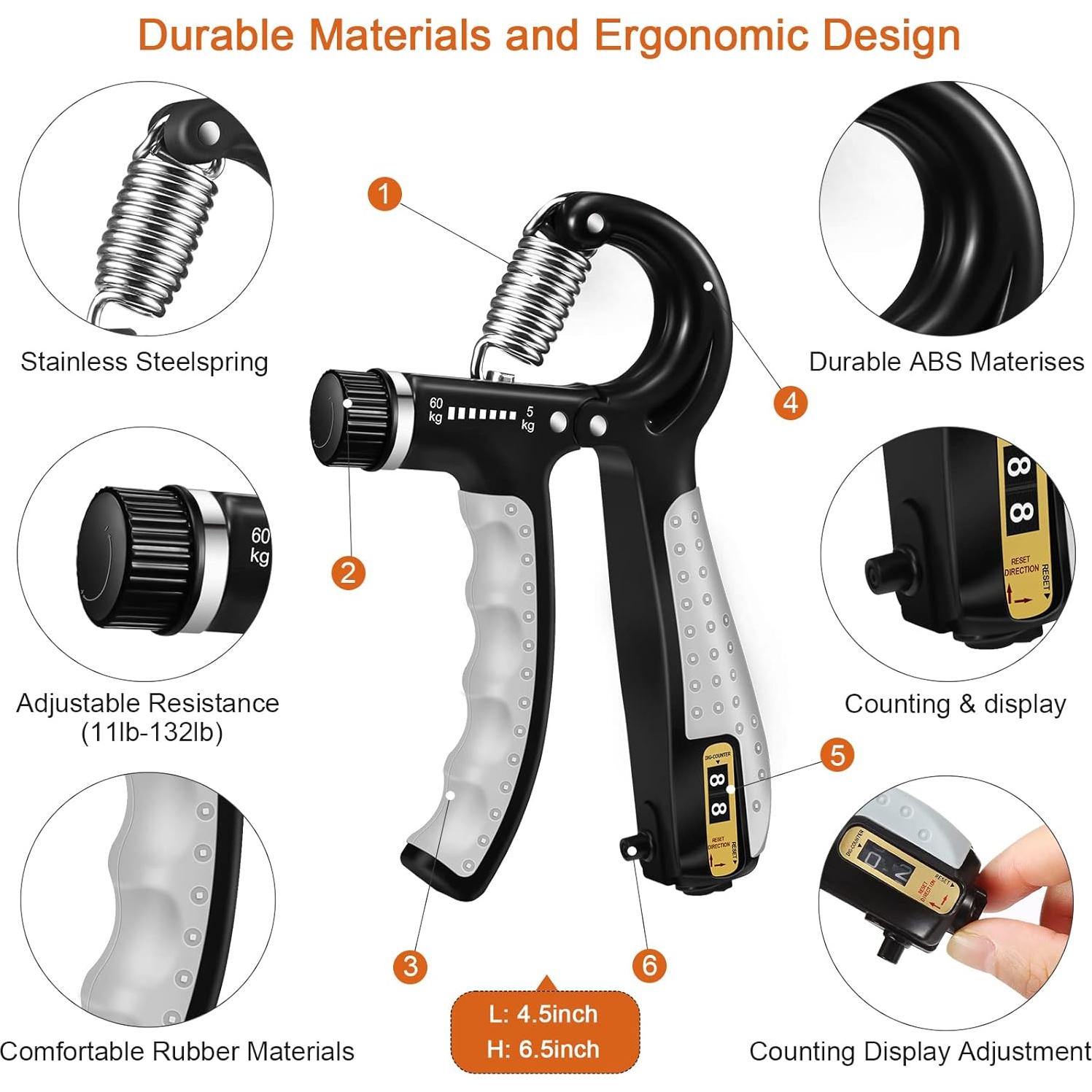 Fortalecedor de Agarre Btfsoul Ajustable 5kg a 60kg