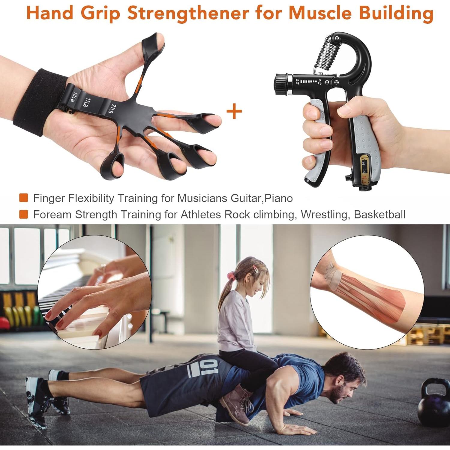 Fortalecedor de Agarre Btfsoul Ajustable 5kg a 60kg