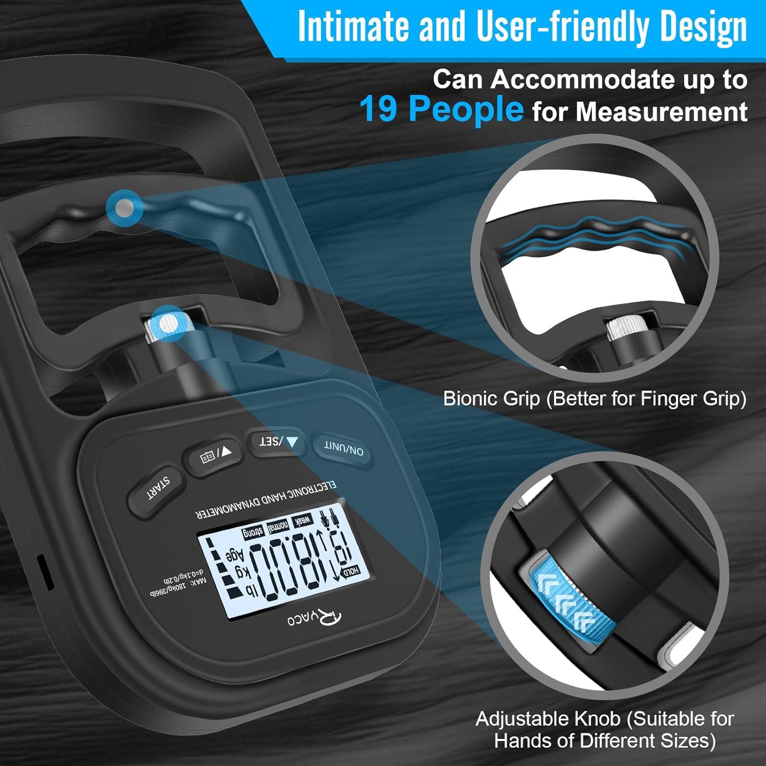 Probador de Fuerza de Agarre Digital Ryaco 396lbs con Entrenador