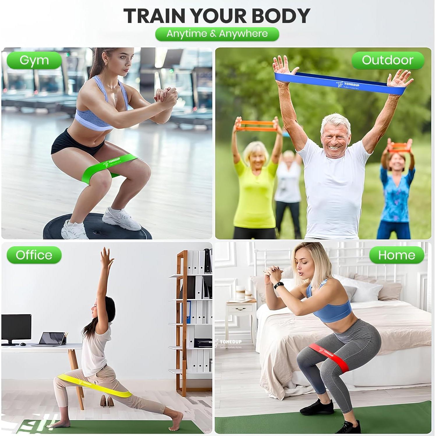 Bandas de Resistencia TonedUp - 5 Niveles, Guía y Bolsa