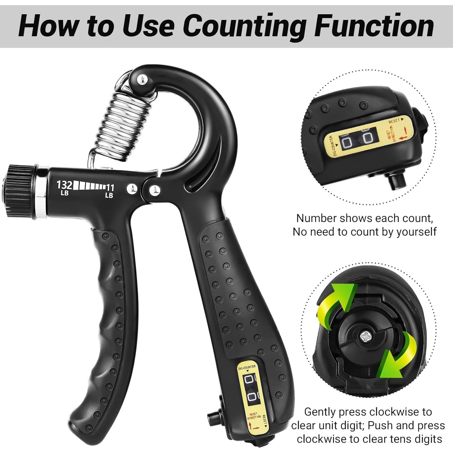 Entrenador de Fuerza de Agarre Genérico con Contador 5-60 KG