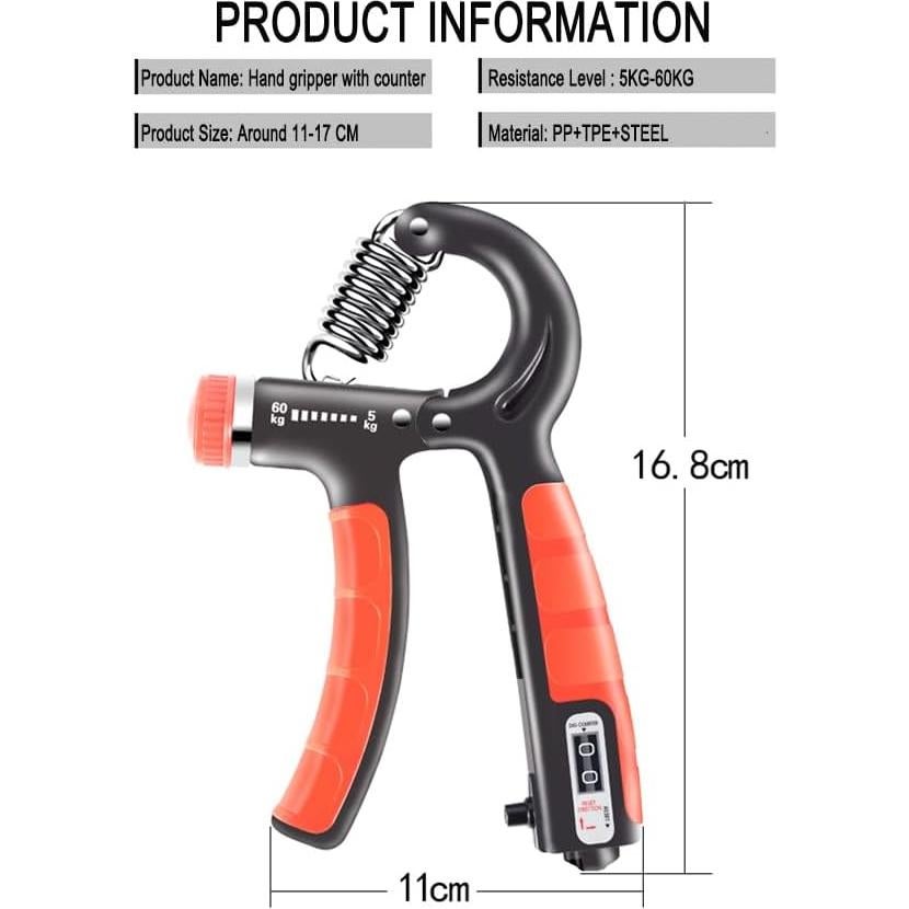 Entrenador de Fuerza de Agarre Genérico con Contador 5-60 KG