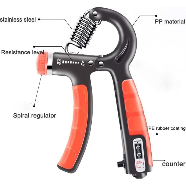 Entrenador de Fuerza de Agarre Genérico con Contador 5-60 KG