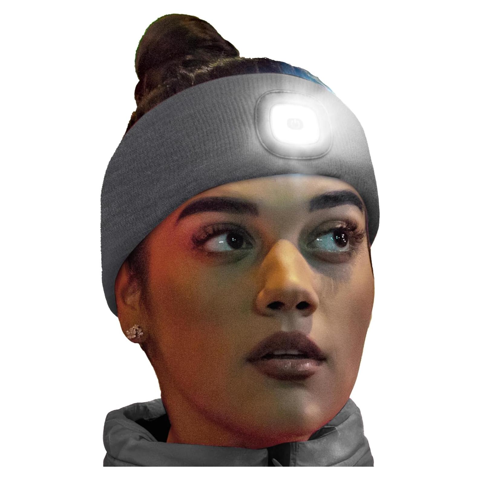 Diadema LED Head Lightz - Linterna Recargable Unisex Gris