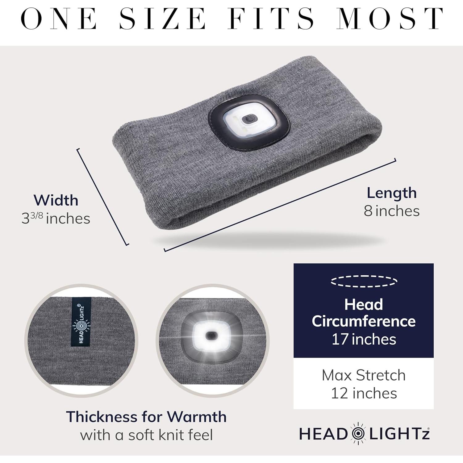 Diadema LED Head Lightz - Linterna Recargable Unisex Gris