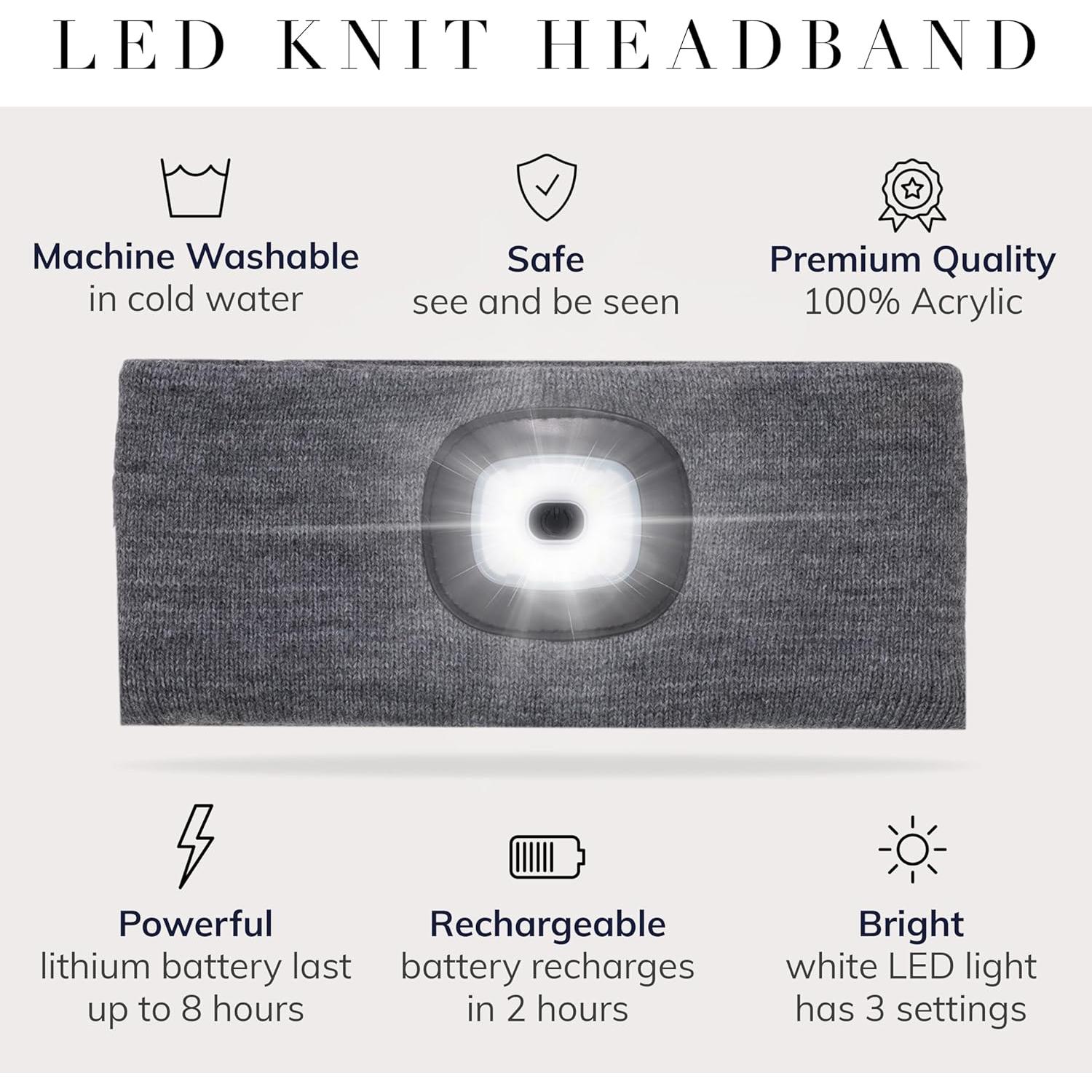 Diadema LED Head Lightz - Linterna Recargable Unisex Gris