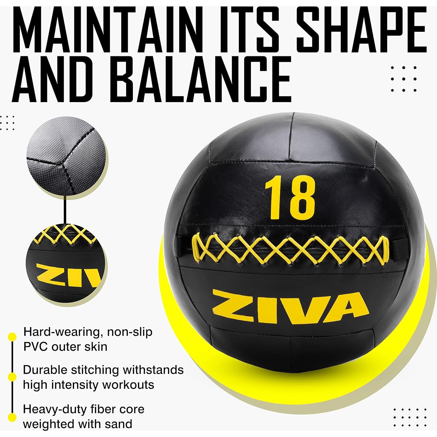 Balón de Medicina ZIVA 12 lb Negro - Entrenamiento de Fuerza