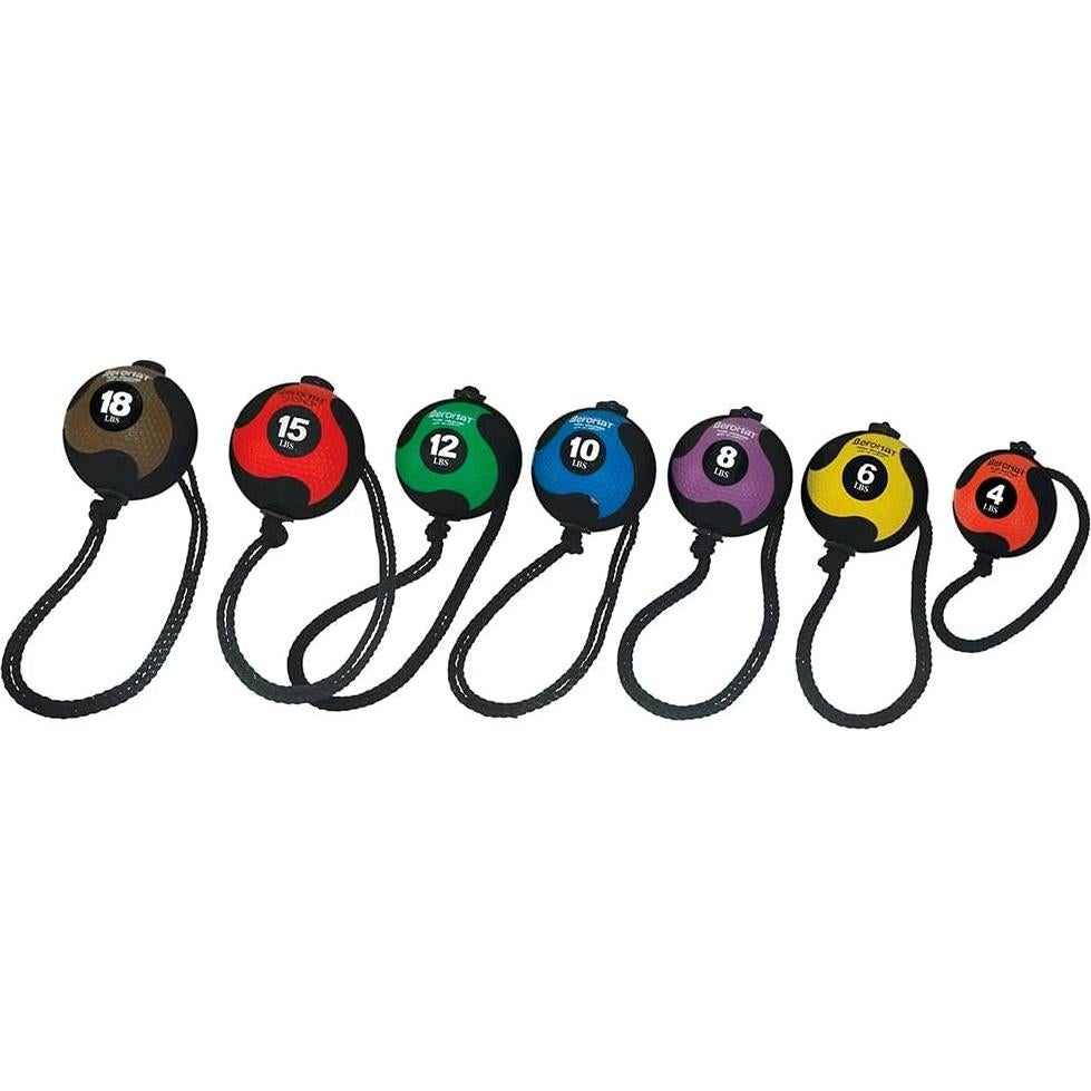 Balón Medicinal Aeromat Elite Power 10 lb con Cuerda Azul