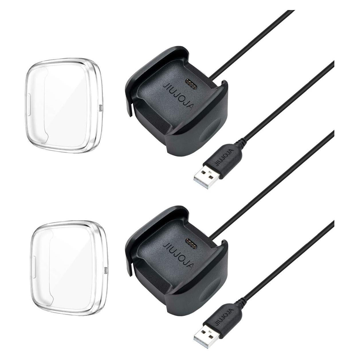 Paquete 2 Cargadores Fitbit Versa 2 + 2 Protectores TPU