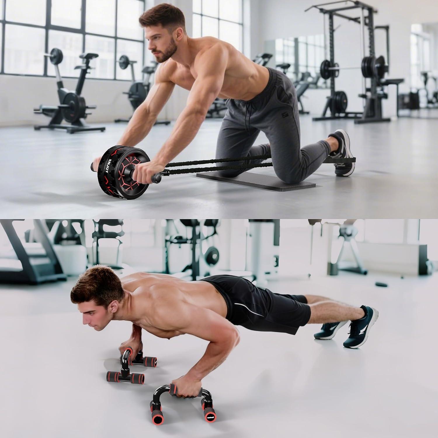 Kit de Rueda de Abdominales READAEER con Accesorios Completo